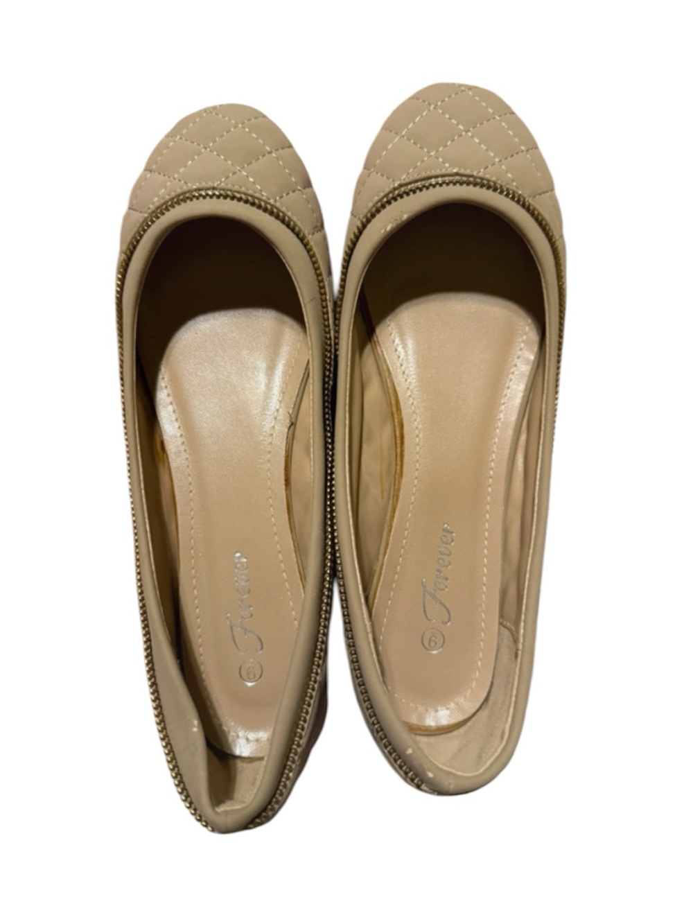 Taupe Quilted Flats With Zipper Detail Size 9 Women’s - Picture 3 of 9